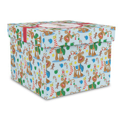 Reindeer Gift Box with Lid - Canvas Wrapped - Large (Personalized)