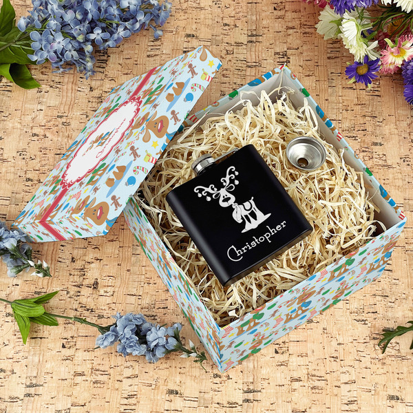 Reindeer Gift Boxes with Lid - Canvas Wrapped - Large - In Context