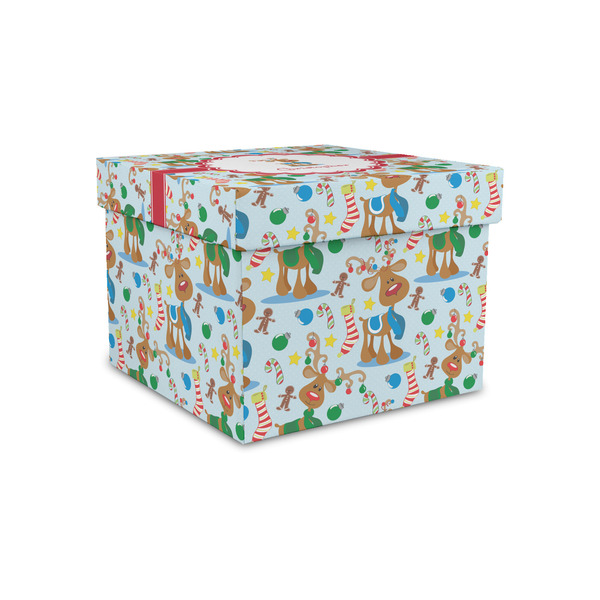 Custom Reindeer Gift Box with Lid - Canvas Wrapped - Small (Personalized)
