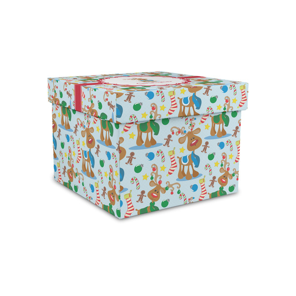 Reindeer Gift Boxes with Lid - Canvas Wrapped - Small - Front/Main