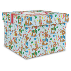 Reindeer Gift Box with Lid - Canvas Wrapped - X-Large (Personalized)