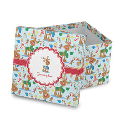 Reindeer Gift Box with Lid - Canvas Wrapped (Personalized)