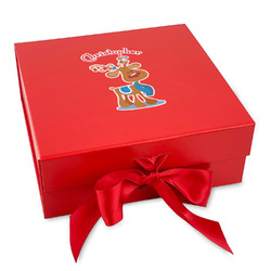 Reindeer Gift Box with Magnetic Lid - Red (Personalized)