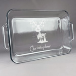 Reindeer Glass Baking Dish - 13in x 9in (Personalized)