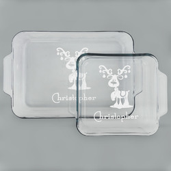 Reindeer Set of Glass Baking & Cake Dish - 13in x 9in & 8in x 8in (Personalized)