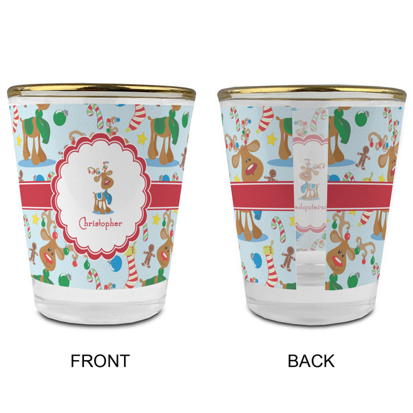 Reindeer Glass Shot Glass - with gold rim - APPROVAL