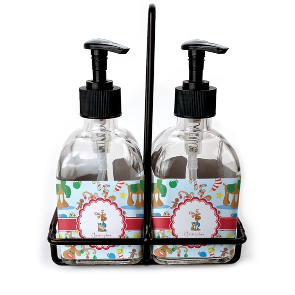 Custom Reindeer Glass Soap & Lotion Bottle Set (Personalized)