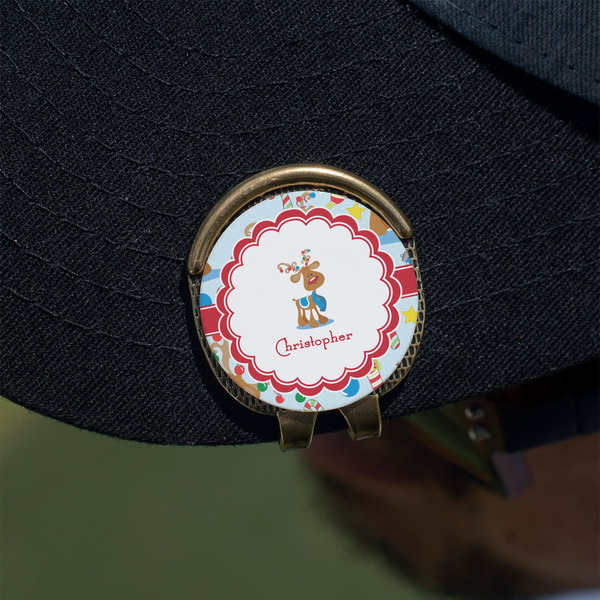 Reindeer Golf Ball Marker Hat Clip - Gold - On Hat