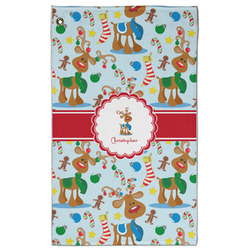 Reindeer Golf Towel - Poly-Cotton Blend - Large w/ Name or Text