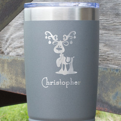 Reindeer 20 oz Stainless Steel Tumbler - Grey - Double Sided (Personalized)