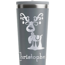 Reindeer RTIC Everyday Tumbler with Straw - 28oz - Grey - Single-Sided (Personalized)
