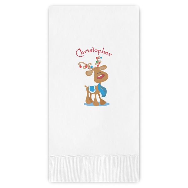 Custom Reindeer Guest Napkins - Full Color - Embossed Edge (Personalized)