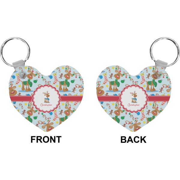 Reindeer Heart Keychain (Front + Back)