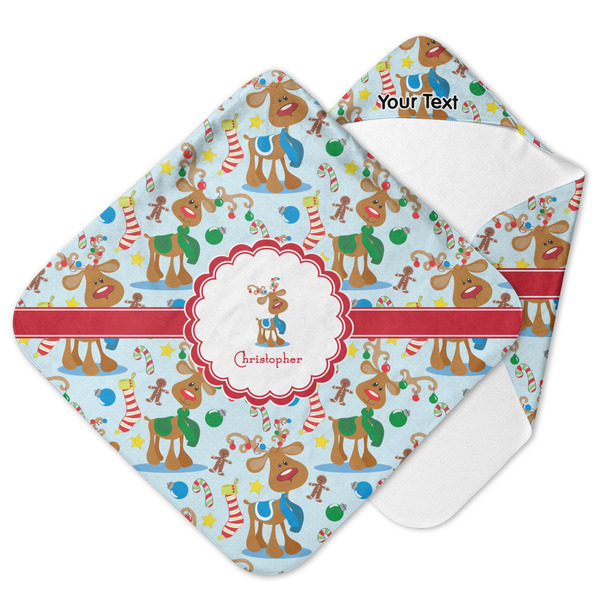 Custom Reindeer Hooded Baby Towel (Personalized)
