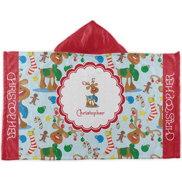 Custom Reindeer Kids Hooded Towel (Personalized)