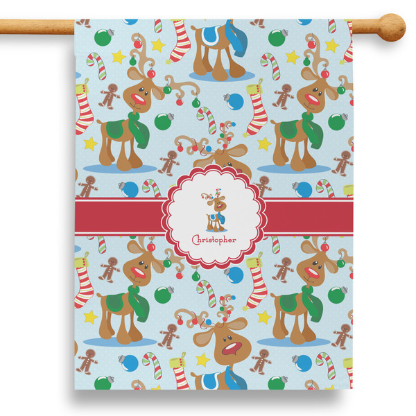 Custom Reindeer 28" House Flag - Double Sided (Personalized)
