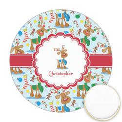 Reindeer Printed Cookie Topper - Round (Personalized)