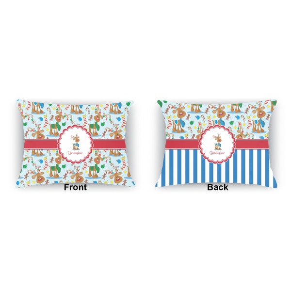 Reindeer  Indoor Rectangular Burlap Pillow (Front and Back)