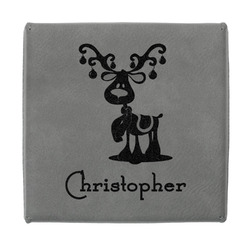Reindeer Jewelry Gift Box - Engraved Leather Lid (Personalized)