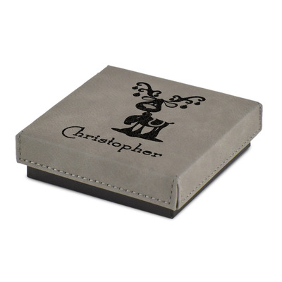 Reindeer Jewelry Gift Box - Engraved Leather Lid (Personalized)