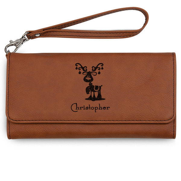 Custom Reindeer Ladies Leatherette Wallet - Laser Engraved - Rawhide (Personalized)