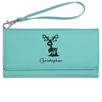 Reindeer Ladies Leatherette Wallet - Laser Engraved- Teal (Personalized)