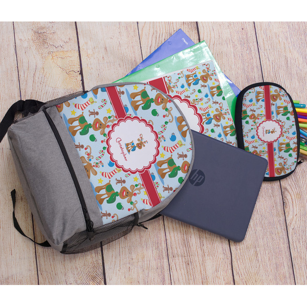 Reindeer Large Backpack - Gray - With Stuff