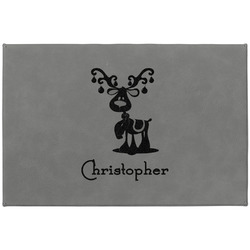 Reindeer Large Gift Box w/ Engraved Leather Lid (Personalized)