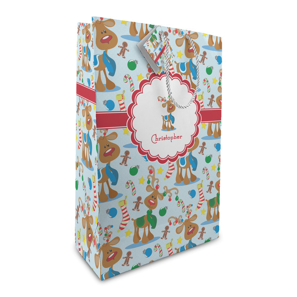 Custom Reindeer Large Gift Bag (Personalized)