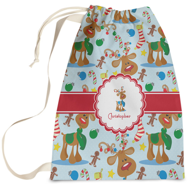 Custom Reindeer Laundry Bag - Large (Personalized)