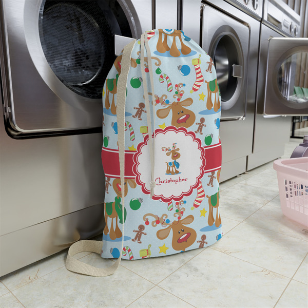 Reindeer Large Laundry Bag - In Context