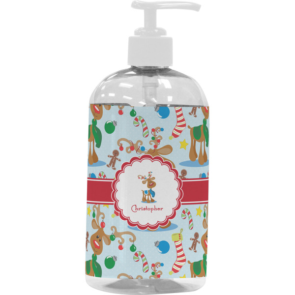 Custom Reindeer Plastic Soap / Lotion Dispenser (16 oz - Large - White) (Personalized)