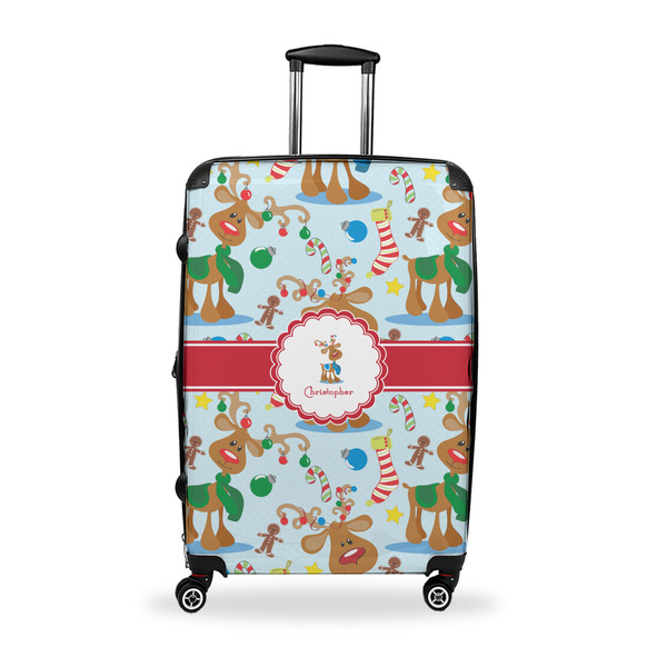 Custom Reindeer Suitcase - 28" Large - Checked w/ Name or Text