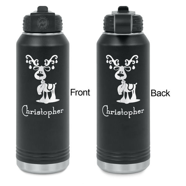 Reindeer Laser Engraved Water Bottles - Front & Back Engraving - Front & Back View