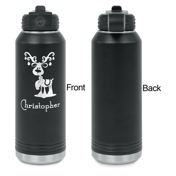 Reindeer Laser Engraved Water Bottles - Front Engraving - Front & Back View