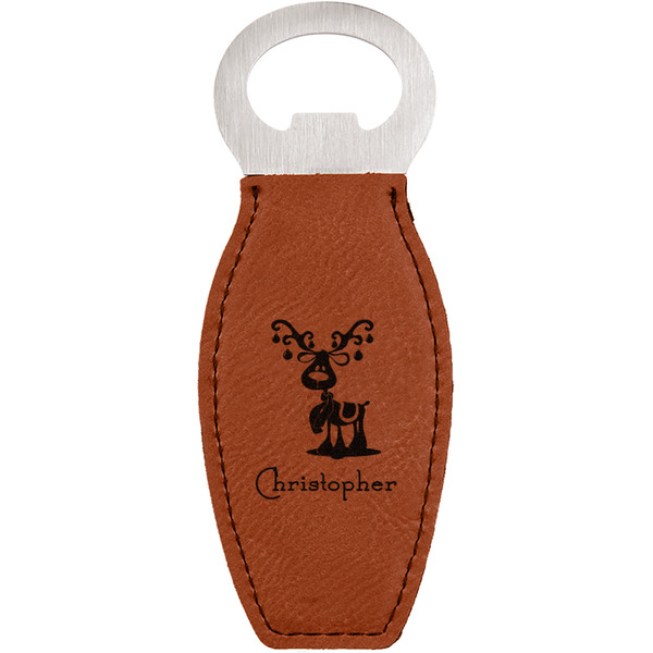Custom Reindeer Leatherette Bottle Opener - Single Sided (Personalized)