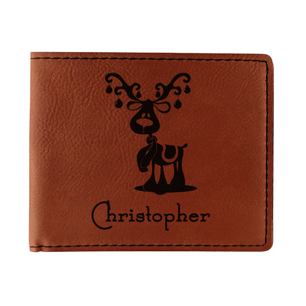 Custom Reindeer Leatherette Bifold Wallet (Personalized)