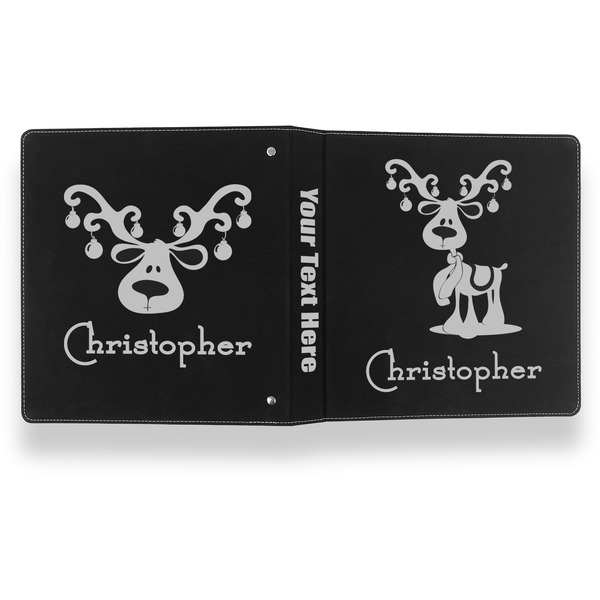 Reindeer Leather Binder - 1" - Black- Back Spine Front View