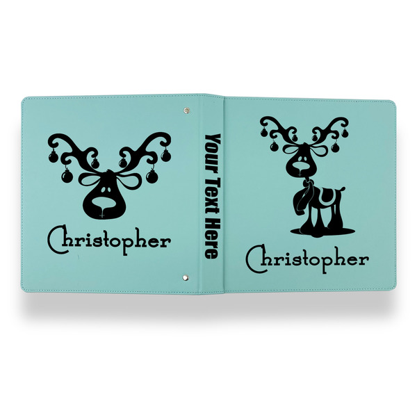 Reindeer Leather Binder - 1" - Teal - Back Spine Front View