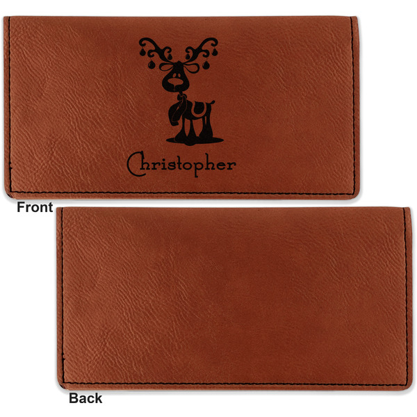 Reindeer Leather Checkbook Holder Front and Back Single Sided - Apvl