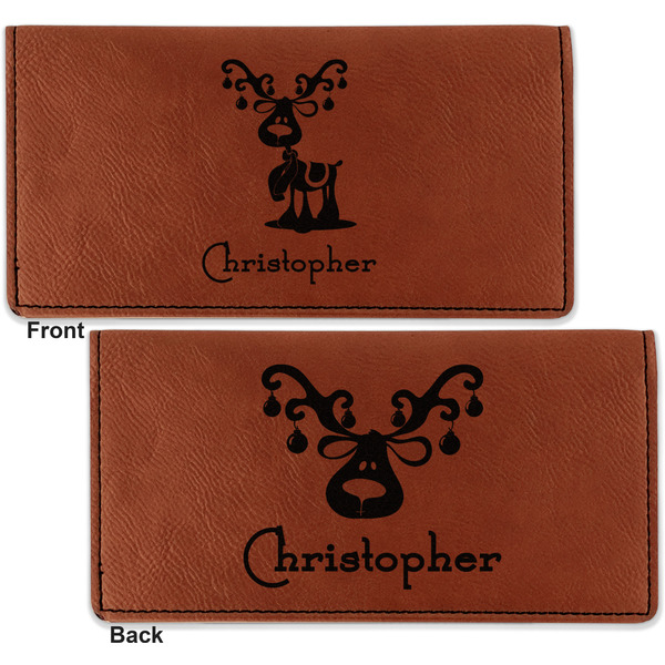 Reindeer Leather Checkbook Holder Front and Back