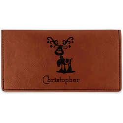 Reindeer Leatherette Checkbook Holder - Single Sided (Personalized)