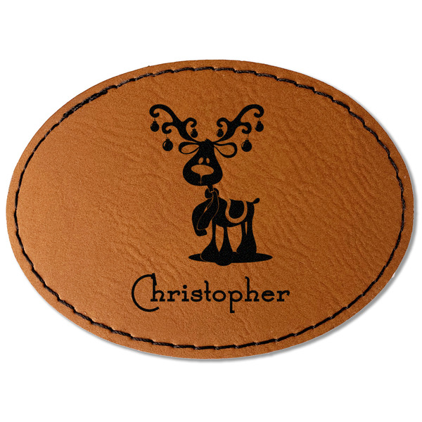 Reindeer Leatherette Patches - Oval
