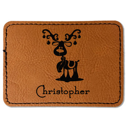 Reindeer Faux Leather Iron On Patch - Rectangle (Personalized)