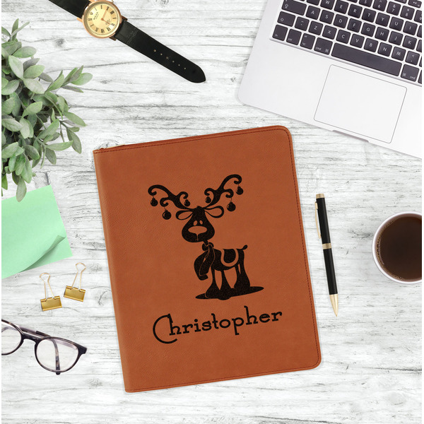 Reindeer Leatherette Zipper Portfolio - Lifestyle Photo