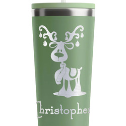 Reindeer RTIC Everyday Tumbler with Straw - 28oz - Light Green - Single-Sided (Personalized)