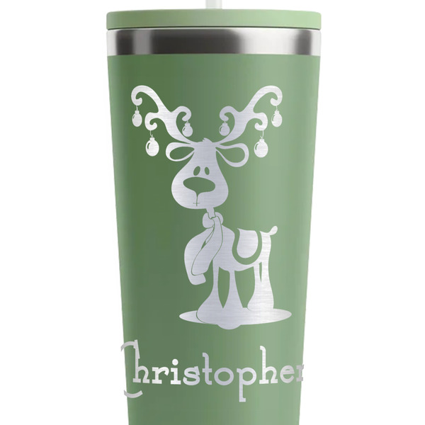 Reindeer Light Green RTIC Everyday Tumbler - 28 oz. - Close Up