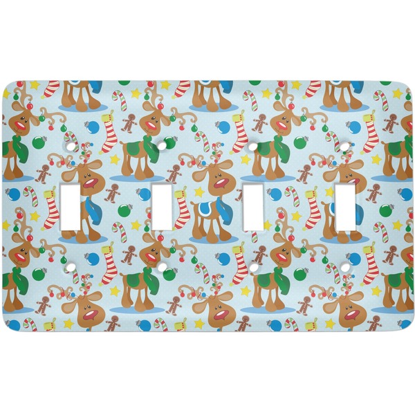 Custom Reindeer Light Switch Cover (4 Toggle Plate)