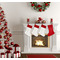 Reindeer Linen Stocking w/Red Cuff - Fireplace (LIFESTYLE)
