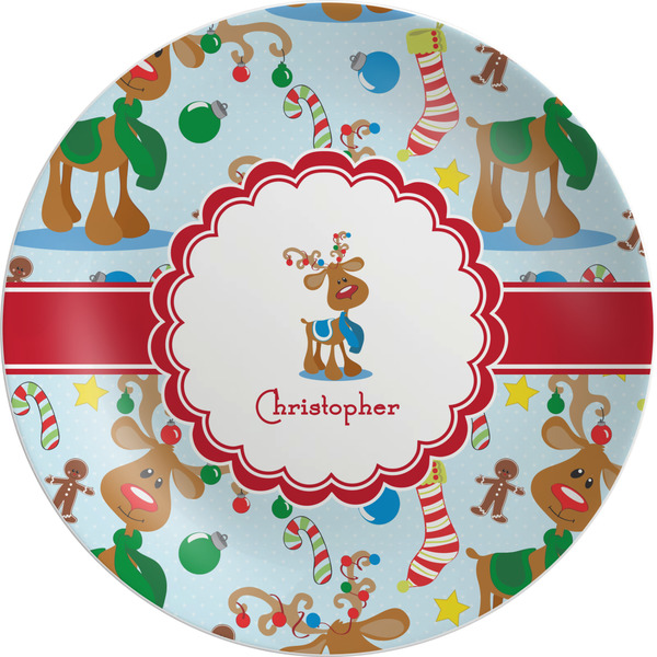 Custom Reindeer Melamine Salad Plate - 8" (Personalized)